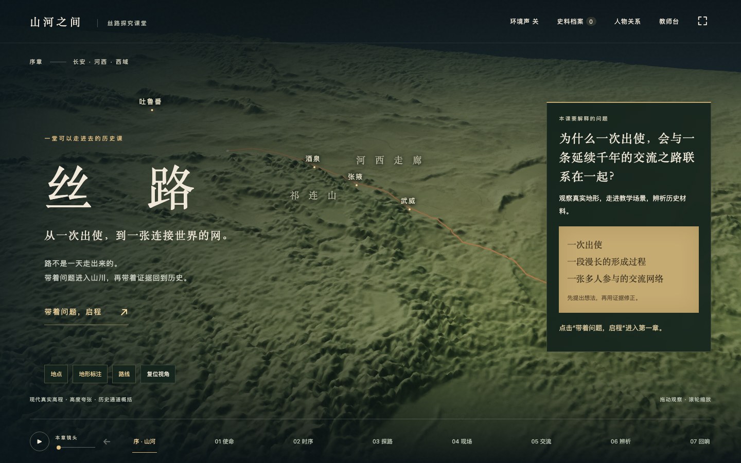山河之间 · 丝绸之路课件:三维地形上的绿洲与商道